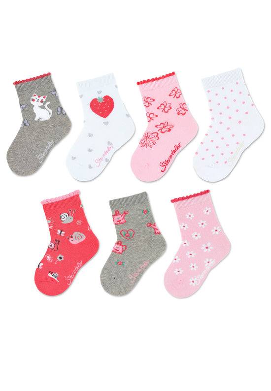 Sterntaler Kindersocken 7er-Box Mädchen in Hellgrau melange