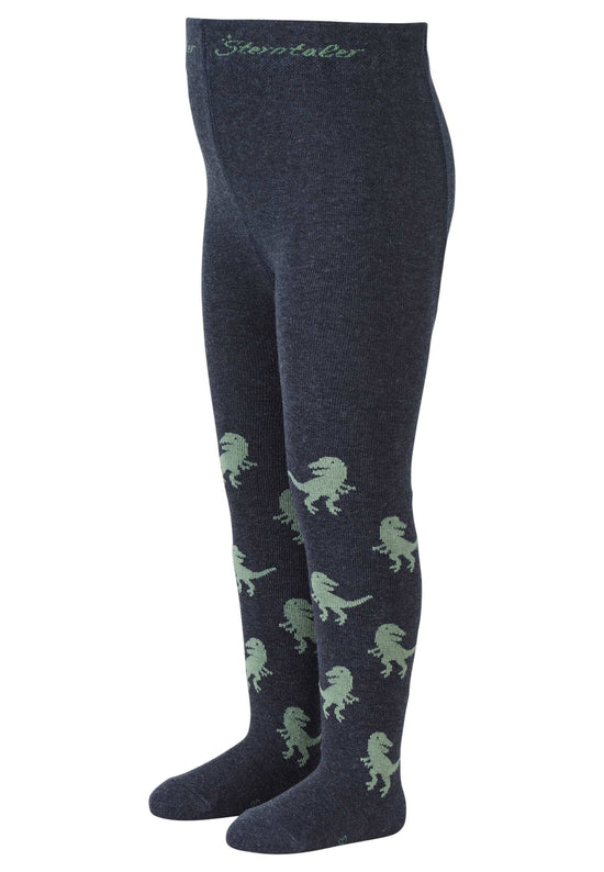 Sterntaler Strumpfhose T-Rex in Blau melange mit grauen Dinos im Angebot