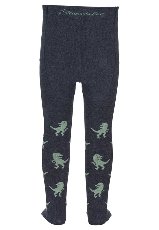Sterntaler Strumpfhose T-Rex in Blau melange mit grauen Dinos im Angebot