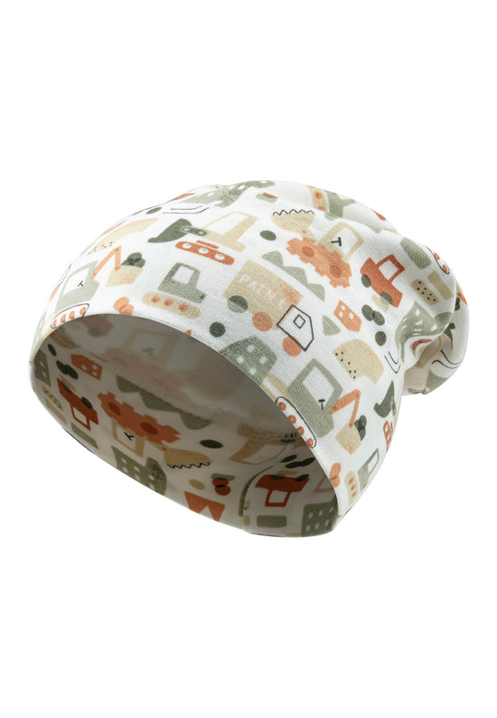 Sterntaler Beanie aus Sweat bedruckt mit Baustellen-Motiv