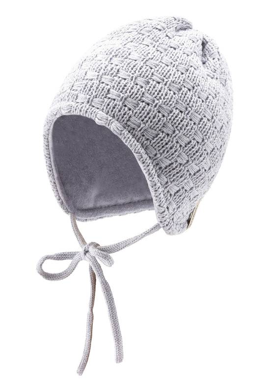 Sterntaler Mütze aus Strickware mit eingestrickten Schleifen
