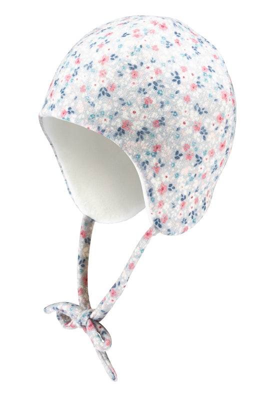 Sterntaler Inkamütze bedruckt mit Streublumen aus Strickware