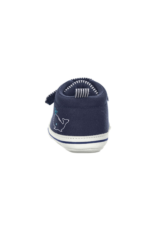 Sterntaler Babyschuh Marine aus Materialmix mit Stickerei Wal 2025