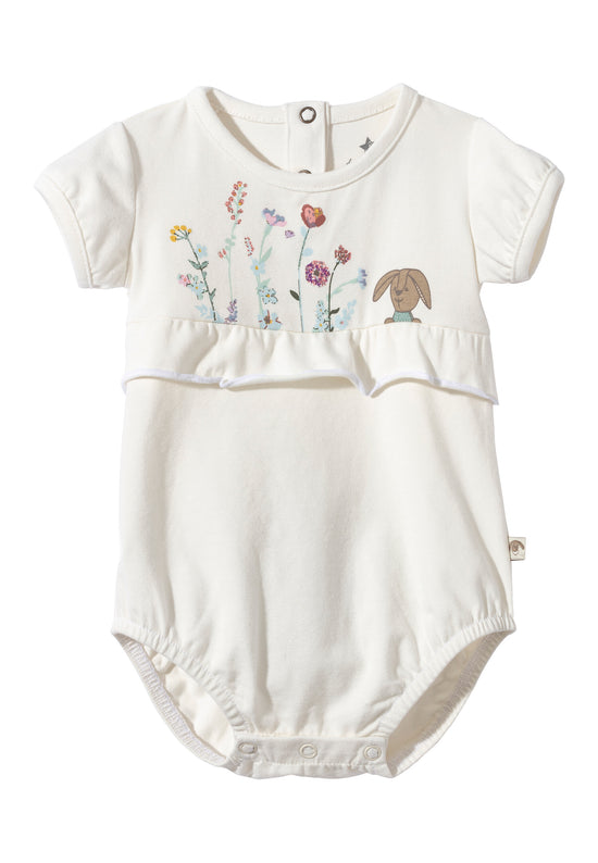 Sterntaler Baby Body Hase Happy mit kurzen Puffärmeln in ecru