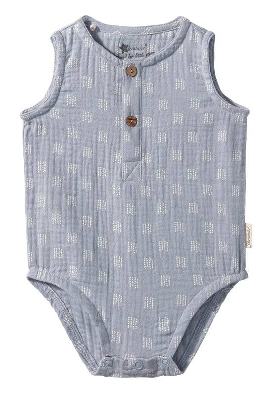 Sterntaler Baby Body ohne Ärmel bedruckt mit Punkten in graublau