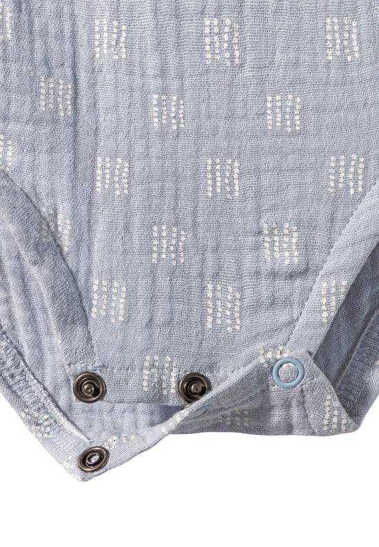 Sterntaler Baby Body ohne Ärmel bedruckt mit Punkten in graublau Exklusive Angebote