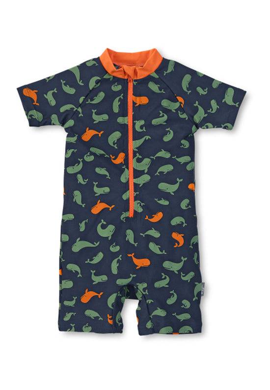 Sterntaler Schwimmanzug Jungen in Marine, Allover-Print Wale