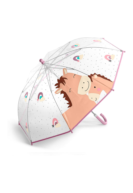 Sterntaler Kinder Regenschirm Pauline Transparent/Lila/Braun