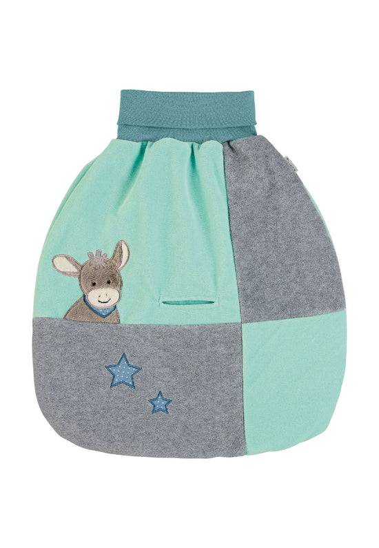Sterntaler Strampelnest Esel Emmi aus Microfleece,Türkis/Grau 2025