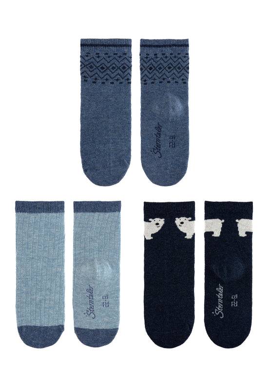 Sterntaler Socken 3er Pack Norweger-, Rippenmuster und Eisbär Hotsell
