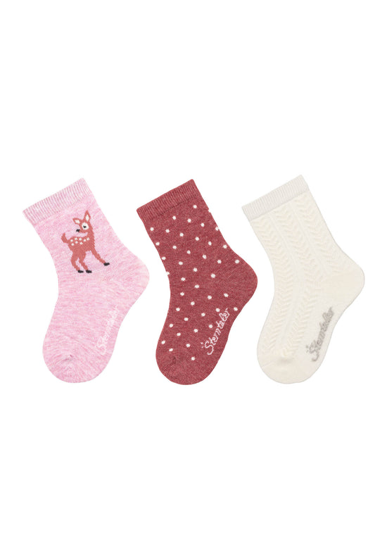 Sterntaler 3er Pack Baumwollsocken mit Rehkitz-Motiv