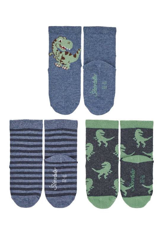 Sterntaler Socken im 3er-Pack Dino, Ringel und Dinos Fabrikverkauf