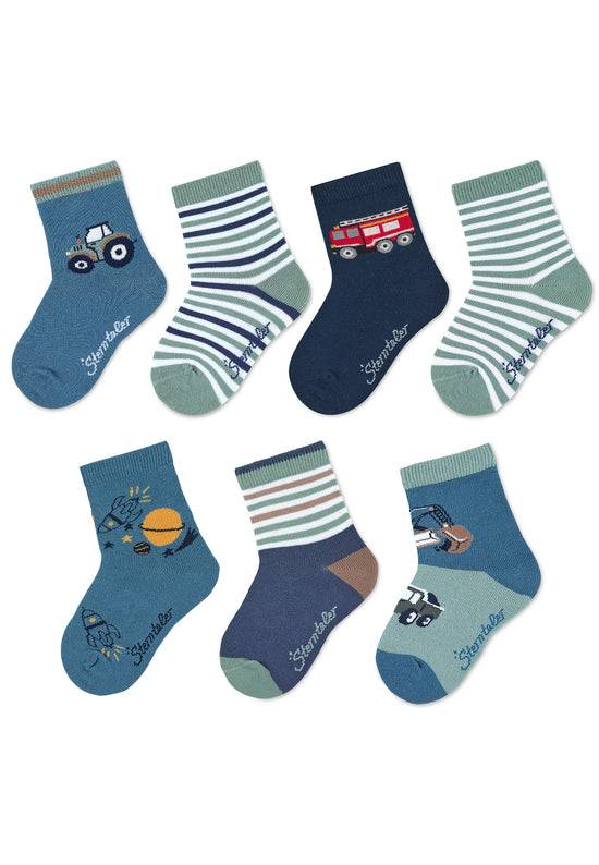 Sterntaler Kindersocken 7er-Box Jungen in Mittelblau