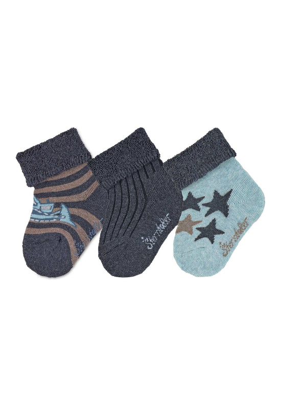 Sterntaler Babysocken 3er-Pack Bagger, uni und Sterne