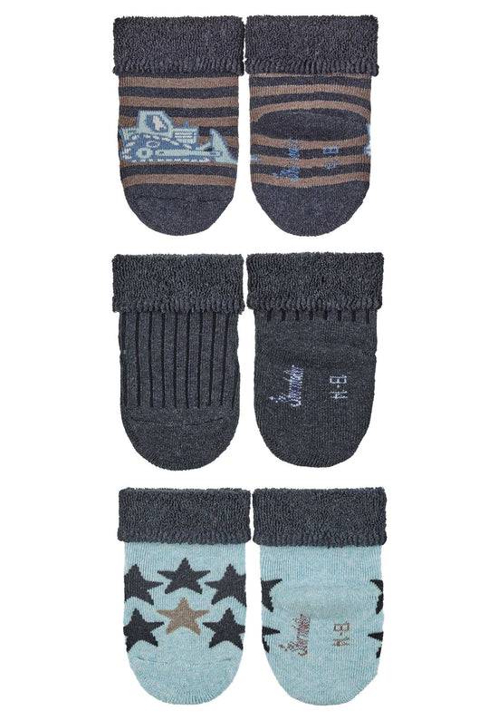 Sterntaler Babysocken 3er-Pack Bagger, uni und Sterne Räumungsverkauf