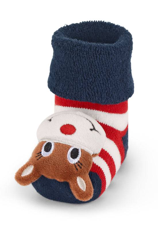 Sterntaler Baby Rasselsocken geringelt mit Motiv Weihnachten