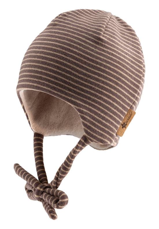 Sterntaler Beanie aus Microfleece und dünnen Streifendruck
