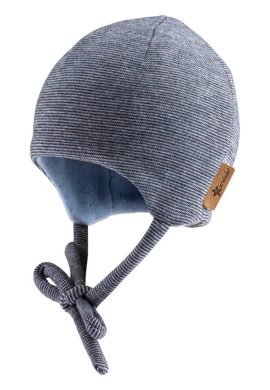 Sterntaler Beanie in Melange-Optik mit Streifendruck