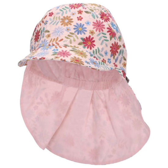 Sterntaler Schirmmütze in Rosa, Nackenschutz und Blumen Print