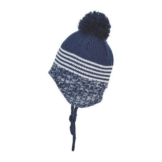 Sterntaler Strickmütze im Mustermix mit Bommel und Bindeband Auslauf