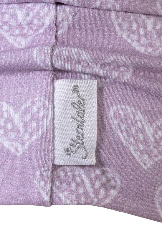 Sterntaler Beanie bedruckt mit Herzen in flieder Sonderangebot