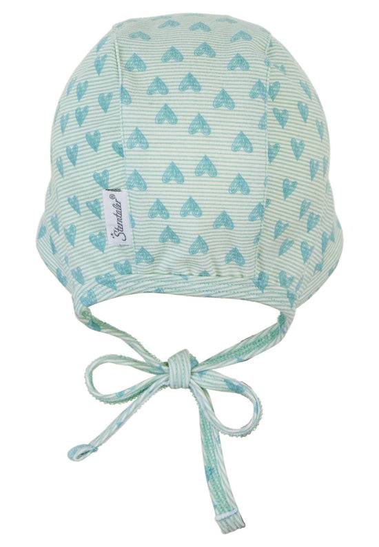 Sterntaler Häubchen mit Herzen Print aus Jersey und Bindeband Preisnachlass