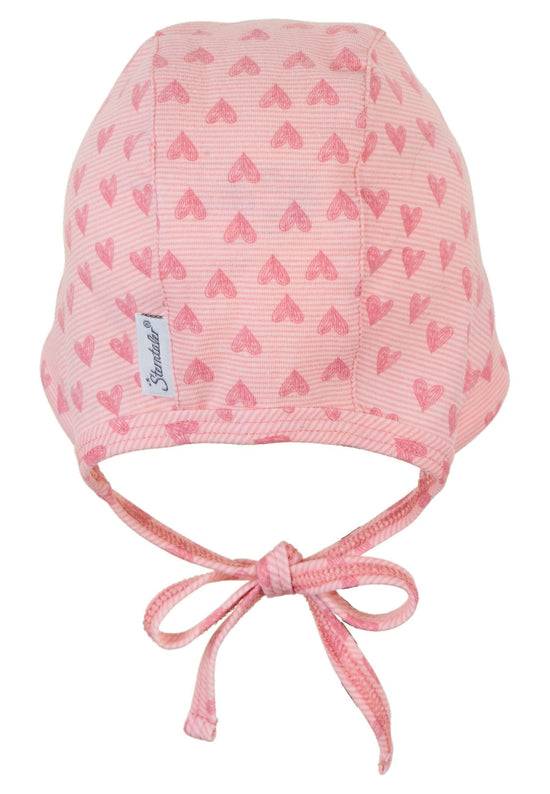 Sterntaler Häubchen mit Herzen Print aus Jersey und Bindeband Preisnachlass