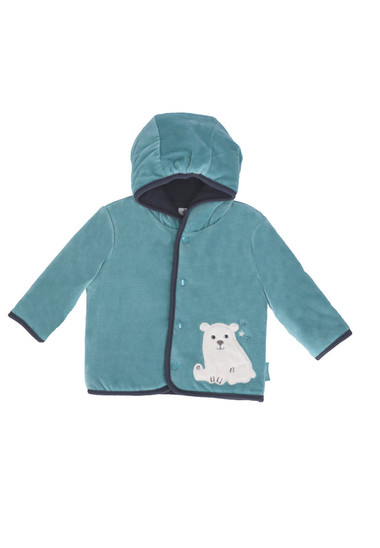 Sterntaler Kapuzen-Jacke aus Nicki, Motiv Eisbär Elia, Türkis