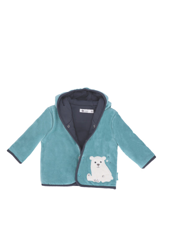 Sterntaler Kapuzen-Jacke aus Nicki, Motiv Eisbär Elia, Türkis Fabrikverkauf
