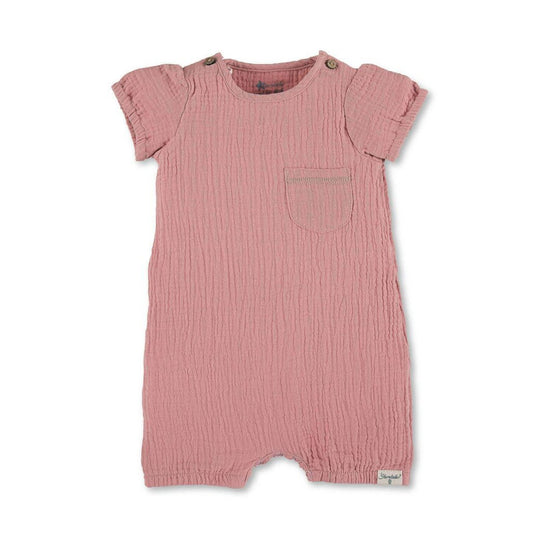 Sterntaler Playsuit in Zartrosa oder Hellrot mit Puffärmelchen