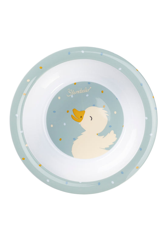 Sterntaler Kinderschale mit Motiv von Ente Edda in steingrün