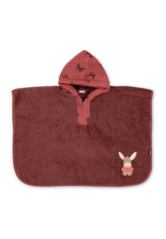 Sterntaler Poncho Esel Emmily mit Stickmotiv in Dunkelrot