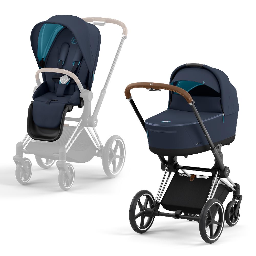 babymarkt Kombikinderwagen Priam Chrome Brown Dark Navy Conscious Collection