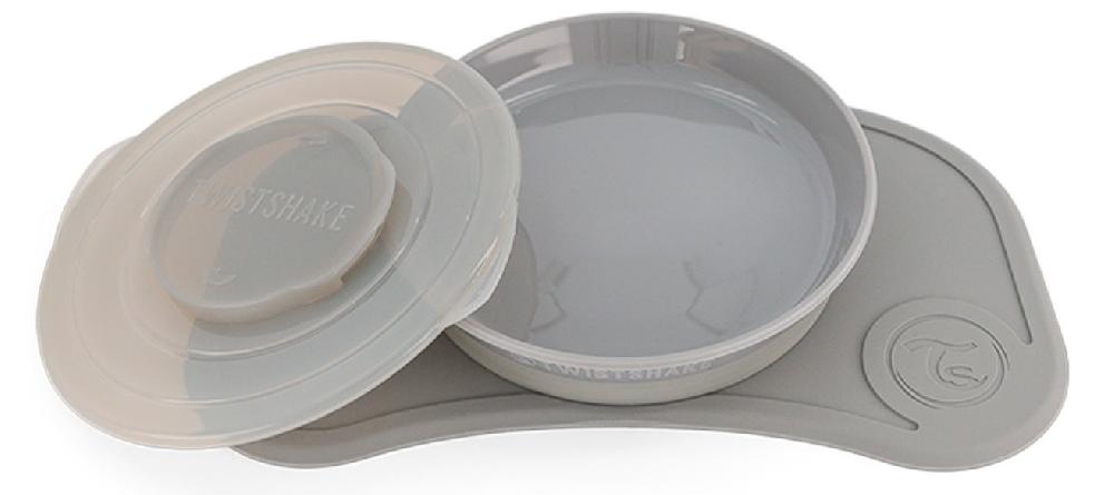 babymarkt Click Matte und Kinderteller Mini ab dem 6. Monat pastell grau