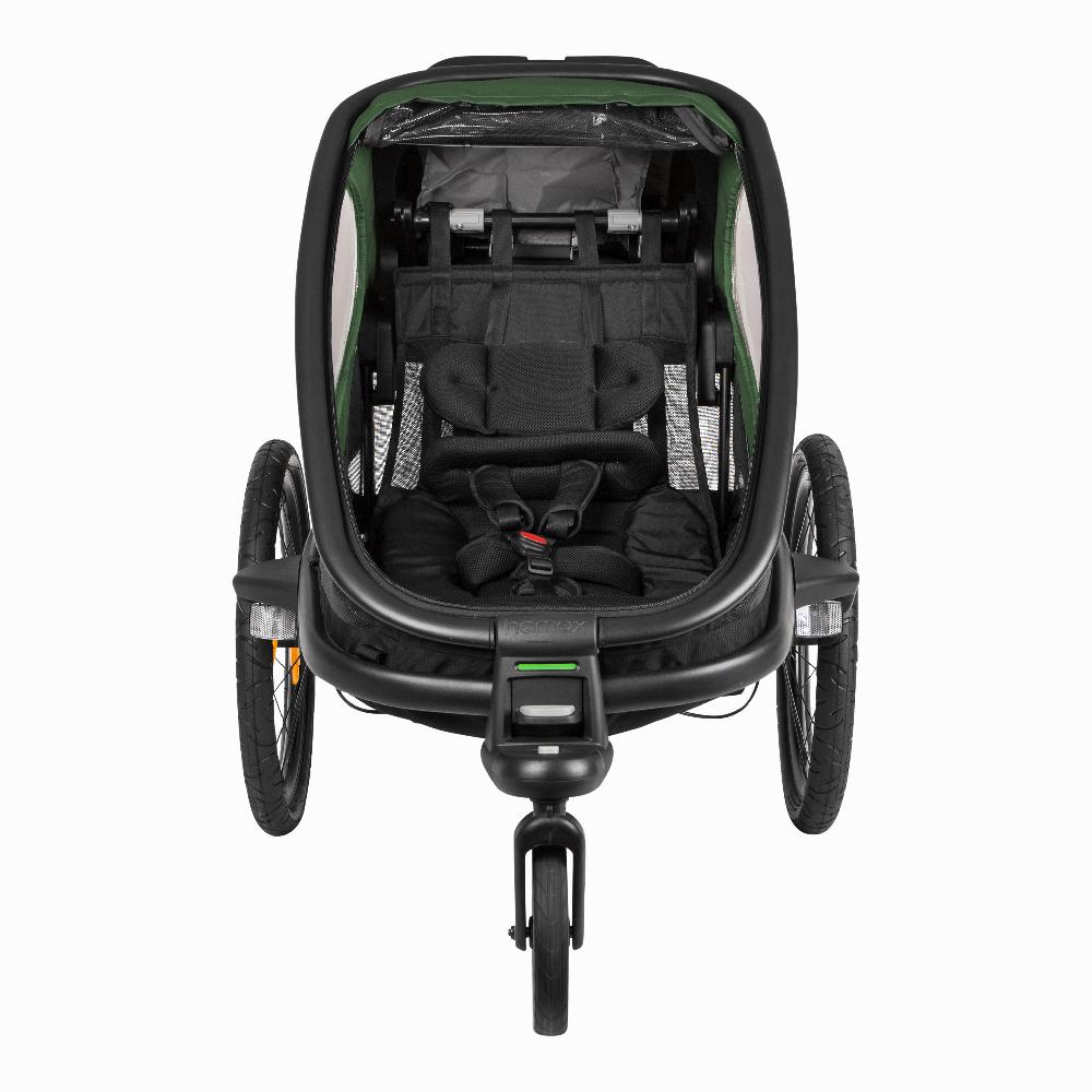 babymarkt Kinderfahrradanhänger Outback ONE mit Rückenlehnenverstellung Green/Black Letzter Tag
