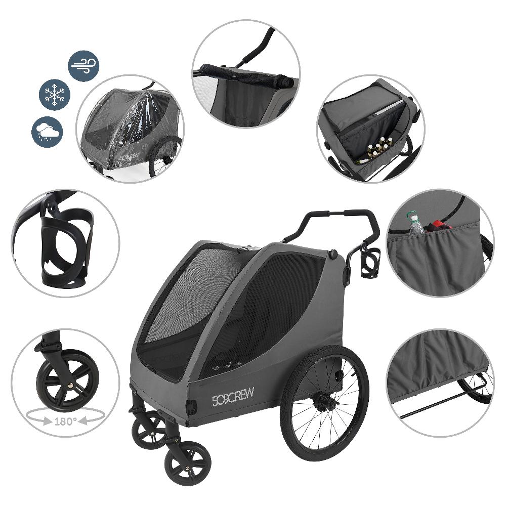 babymarkt Crew Zwillingskinderwagen Trekker II Dark Grey Im Verkauf