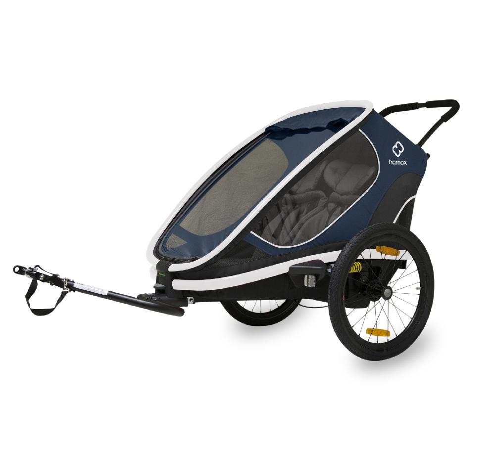 babymarkt Kinderfahrradanhänger Outback mit Rückenlehnenverstellung Navy Blau 2022 Fabrikverkauf
