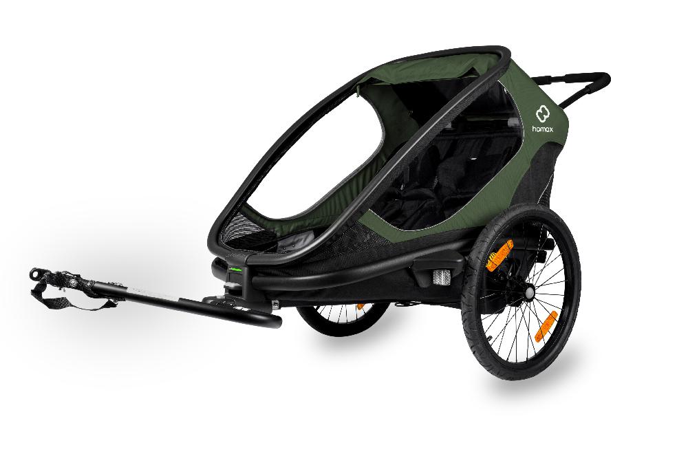 babymarkt Kinderfahrradanhänger Outback mit Rückenlehnenverstellung Green Black Große Rabatte