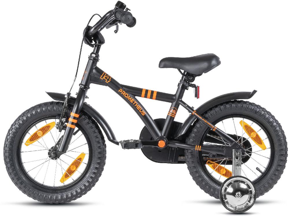 babymarkt Kinderfahrrad 14" mit Stützräder schwarz matt-orange Sonderangebot der Fabrik