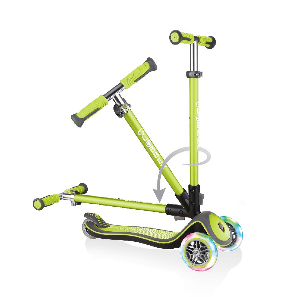 babymarkt Scooter ELITE DELUXE LIGHTS mit Leuchtrollen lime grün 2025