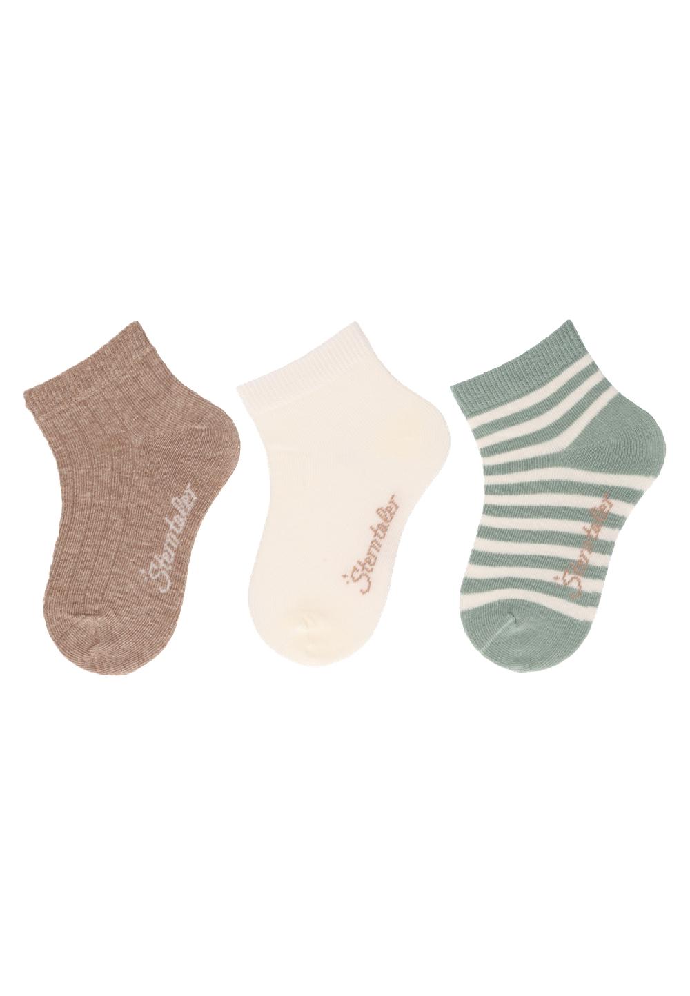 babymarkt Kurz-Socken 3er-Pack Rippe braun melange