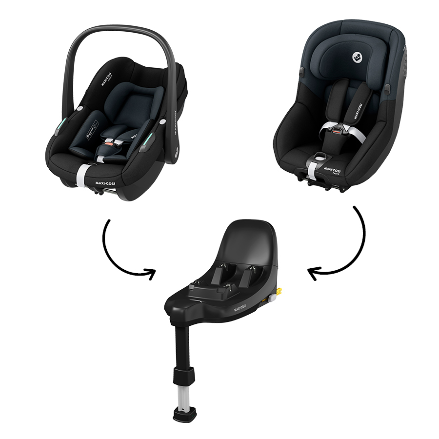 babymarkt Babyschale Pebble S Tonal Black inkl. Reboarder Pearl S Tonal Black und Basisstation FamilyFix S Black