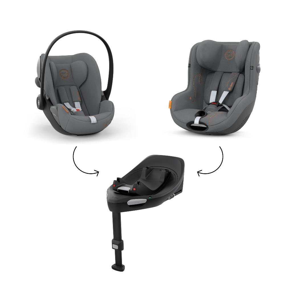 babymarkt Kindersitz Set Reboarder Sirona G inklusive Babyschale Cloud G inklusive Basisstation Base G Lava Grey
