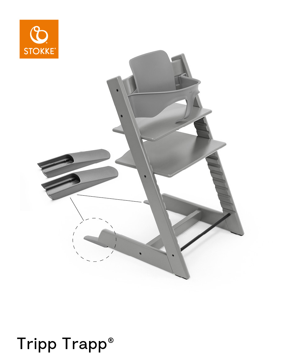 babymarkt Mega Tripp Trapp Set Hochstuhl Buche Storm Grey inkl. Newborn Set Grey und Baby Set V2 Storm Grey Räumungsverkauf