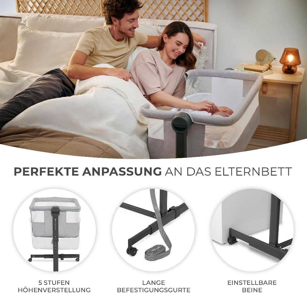 babymarkt Beistellbett NESTE UP 2 light grey Im Verkauf