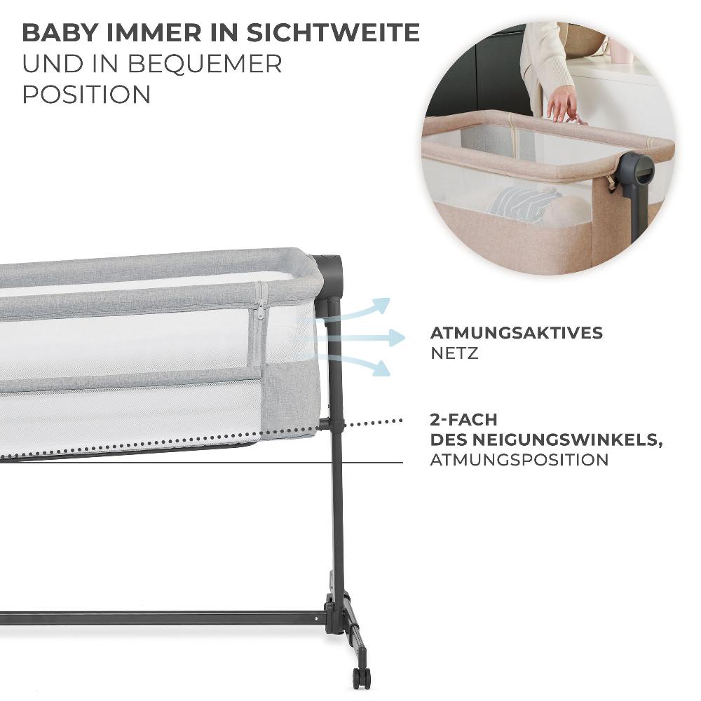 babymarkt Beistellbett NESTE UP 2 light grey Im Verkauf