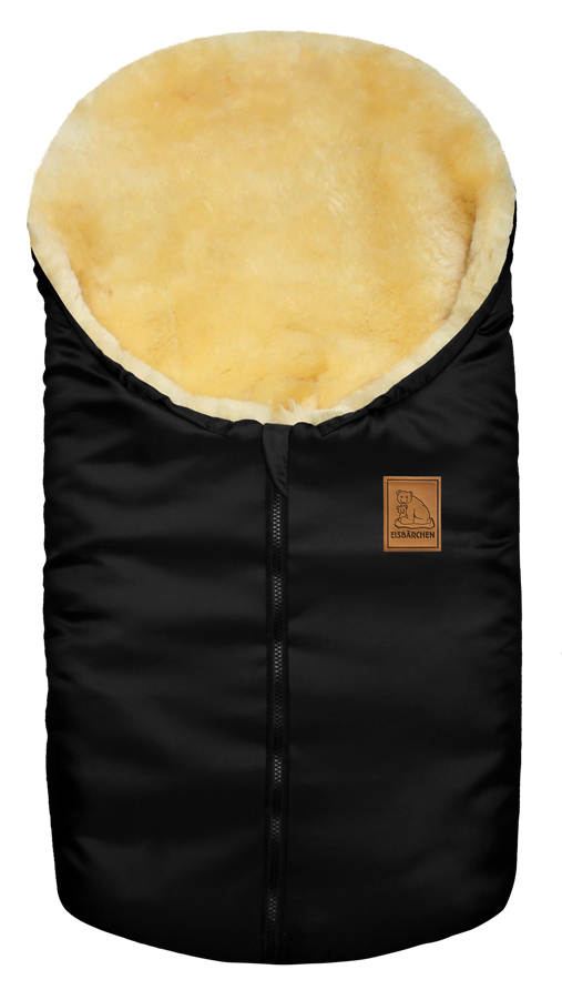babymarkt Kleiner Lammfellfußsack Eisbärchen schwarz