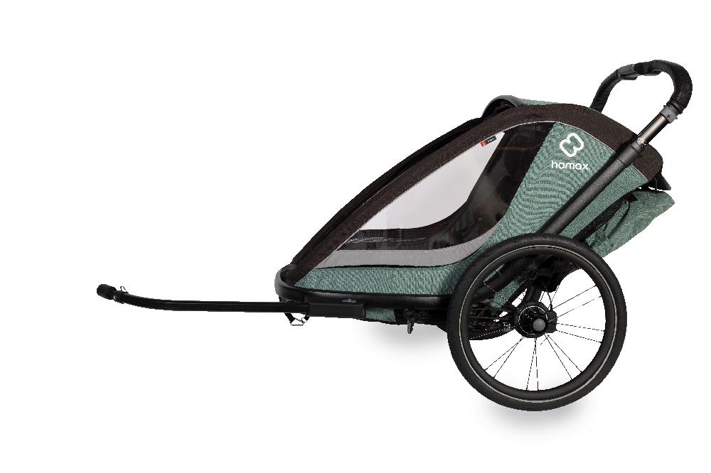babymarkt Kinderfahrradanhänger Cocoon Zweisitzer green/black inkl. Jogger Rad und Babysitz Neuheiten