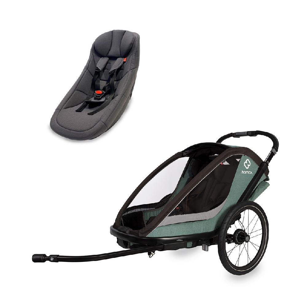 babymarkt Kinderfahrradanhänger Cocoon Zweisitzer green/black inkl. Babysitz für Outback/Avenida und Traveller