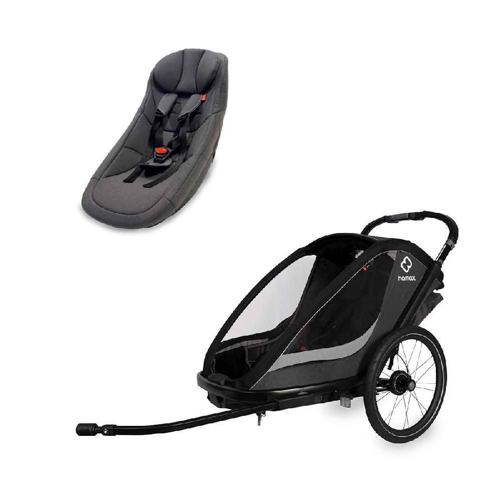 babymarkt Kinderfahrradanhänger Cocoon ONE Einsitzer grey/black inkl. Babysitz für Outback/Avenida und Traveller